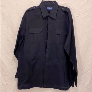 Blue Linen Military-like Long Sleeve Shirt